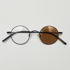 LVY Brown Photochromic Lens Glasses - Matte black Round Titanium Frame