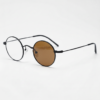 LVY Brown Photochromic Lens Glasses - Matte black Round Titanium Frame - Side View LVY Brown Photochromic Lens Glasses - Matte black Round Titanium Frame