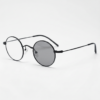 LVY Grey Photochromic Lens Glasses - Matte black Round Titanium Frame - Side View LVY Grey Photochromic Lens Glasses - Matte black Round Titanium Frame