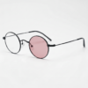 LVY Pink Photochromic Lens Glasses - Matte black Round Titanium Frame - Side View LVY Pink Photochromic Lens Glasses - Matte black Round Titanium Frame