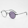 LVY Purple Photochromic Lens Glasses - Matte black Round Titanium Frame - Side View LVY Purple Photochromic Lens Glasses - Matte black Round Titanium Frame