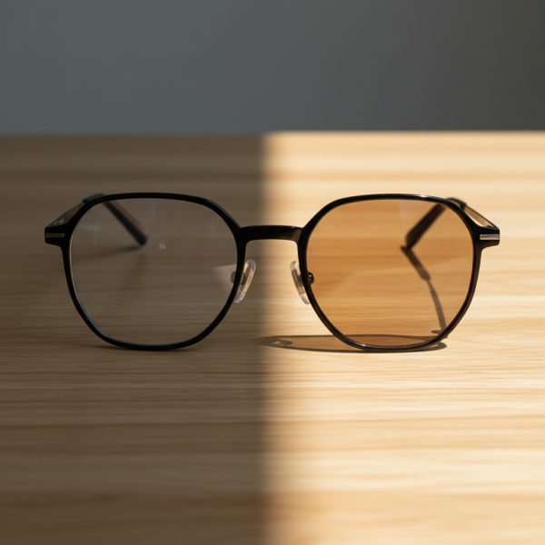 Nina Brown Photochromic Lens Glasses - Black Square TR90 Frame - Lifestyle Nina Brown Photochromic Lens Glasses - Black Square TR90 Frame