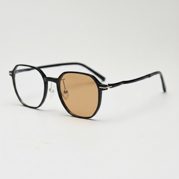 Nina Brown Photochromic Lens Glasses - Black Square TR90 Frame - Side View Nina Brown Photochromic Lens Glasses - Black Square TR90 Frame