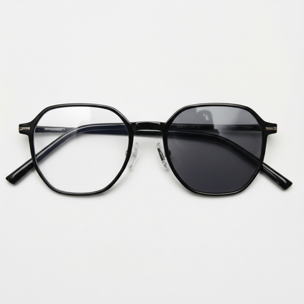 Nina Grey Photochromic Lens Glasses - Black Square TR90 Frame - Front View Nina Grey Photochromic Lens Glasses - Black Square TR90 Frame