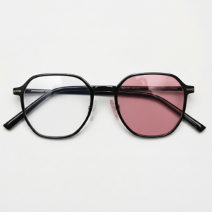 Nina Pink Photochromic Lens Glasses - Black Square TR90 Frame - Front View Nina Pink Photochromic Lens Glasses - Black Square TR90 Frame