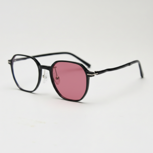 Pink Photochromic Glasses - Black Square TR90 Frame - Side View