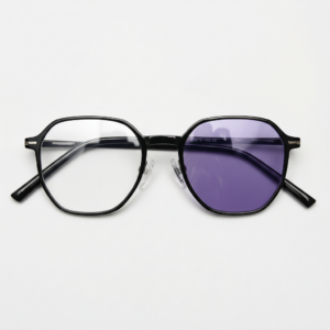 Nina Purple Photochromic Lens Glasses - Black Square TR90 Frame - Front View Nina Purple Photochromic Lens Glasses - Black Square TR90 Frame