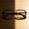 Poppy Pink Photochromic Lens Glasses - Glossy black Geometric TR90 Frame - Lifestyle Poppy Pink Photochromic Lens Glasses - Glossy black Geometric TR90 Frame