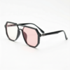 Poppy Pink Photochromic Lens Glasses - Glossy black Geometric TR90 Frame - Side View Poppy Pink Photochromic Lens Glasses - Glossy black Geometric TR90 Frame