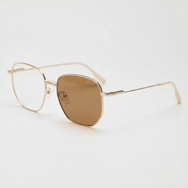 Ruth Brown Photochromic Lens Glasses - Gold Geometric Metal Frame - Side View Ruth Brown Photochromic Lens Glasses - Gold Geometric Metal Frame