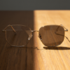 Ruth Grey Photochromic Lens Glasses - Gold Geometric Metal Frame - Lifestyle Ruth Grey Photochromic Lens Glasses - Gold Geometric Metal Frame