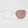 Ruth Pink Photochromic Lens Glasses - Gold Geometric Metal Frame - Front View Ruth Pink Photochromic Lens Glasses - Gold Geometric Metal Frame