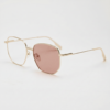 Ruth Pink Photochromic Lens Glasses - Gold Geometric Metal Frame - Side View Ruth Pink Photochromic Lens Glasses - Gold Geometric Metal Frame