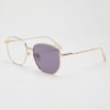 Ruth Purple Photochromic Lens Glasses - Gold Geometric Metal Frame - Side View Ruth Purple Photochromic Lens Glasses - Gold Geometric Metal Frame