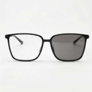 Sally Grey Photochromic Lens Glasses - Glossy black Square TR90 Frame - Front View Sally Grey Photochromic Lens Glasses - Glossy black Square TR90 Frame