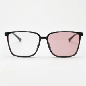 Sally Pink Photochromic Lens Glasses - Glossy black Square TR90 Frame - Front View Sally Pink Photochromic Lens Glasses - Glossy black Square TR90 Frame