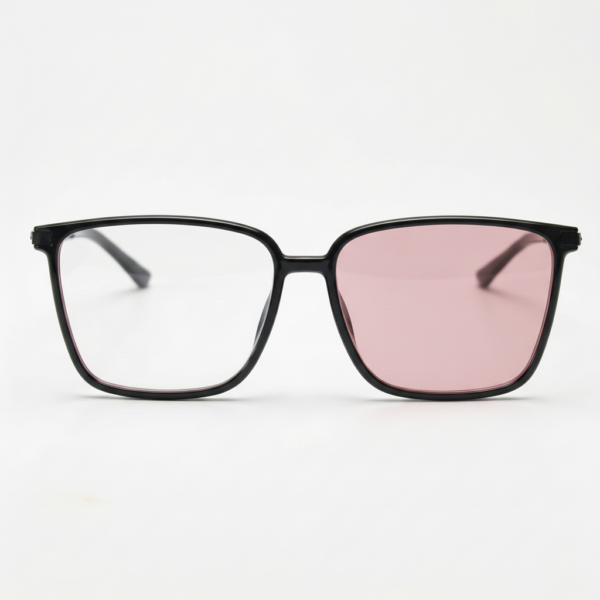 Sally Pink Photochromic Lens Glasses - Glossy black Square TR90 Frame - Front View Sally Pink Photochromic Lens Glasses - Glossy black Square TR90 Frame