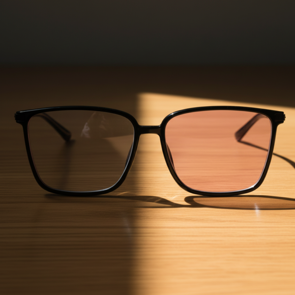 Sally Pink Photochromic Lens Glasses - Glossy black Square TR90 Frame - Lifestyle Sally Pink Photochromic Lens Glasses - Glossy black Square TR90 Frame