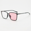 Sally Pink Photochromic Lens Glasses - Glossy black Square TR90 Frame - Side View Sally Pink Photochromic Lens Glasses - Glossy black Square TR90 Frame