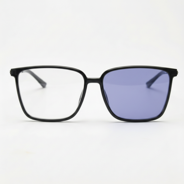 Sally Purple Photochromic Lens Glasses - Glossy black Square TR90 Frame - Front View Sally Purple Photochromic Lens Glasses - Glossy black Square TR90 Frame