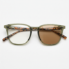 Sherry Brown Photochromic Lens Glasses - Olive green Square TR90 Frame - Front View Sherry Brown Photochromic Lens Glasses - Olive green Square TR90 Frame