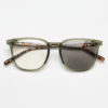 Sherry Grey Photochromic Lens Glasses - Olive green Square TR90 Frame - Front View Sherry Grey Photochromic Lens Glasses - Olive green Square TR90 Frame
