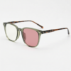 Sherry Pink Photochromic Lens Glasses - Olive green Square TR90 Frame - Side View Sherry Pink Photochromic Lens Glasses - Olive green Square TR90 Frame
