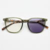 Sherry Purple Photochromic Lens Glasses - Olive green Square TR90 Frame - Front View Sherry Purple Photochromic Lens Glasses - Olive green Square TR90 Frame