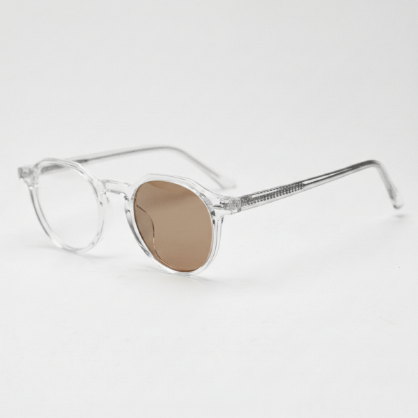 Susan Brown Photochromic Lens Glasses - Clear Geometric TR90 Frame - Side View Susan Brown Photochromic Lens Glasses - Clear Geometric TR90 Frame