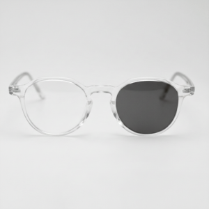 Susan Grey Photochromic Lens Glasses - Clear Geometric TR90 Frame - Front View Susan Grey Photochromic Lens Glasses - Clear Geometric TR90 Frame