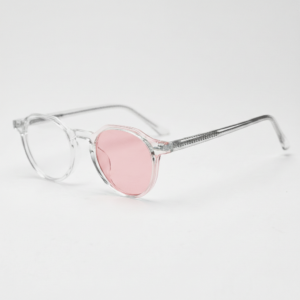 Pink Photochromic Glasses - Clear Geometric TR90 Frame - Side View