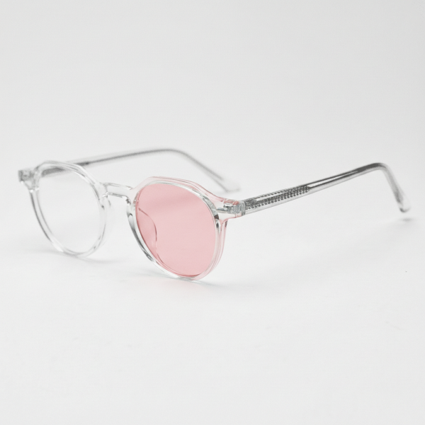 Susan Pink Photochromic Lens Glasses - Clear Geometric TR90 Frame - Side View Susan Pink Photochromic Lens Glasses - Clear Geometric TR90 Frame