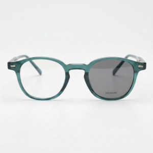 Tina Grey Photochromic Lens Glasses - Green Round TR90 Frame - Front View Tina Grey Photochromic Lens Glasses - Green Round TR90 Frame