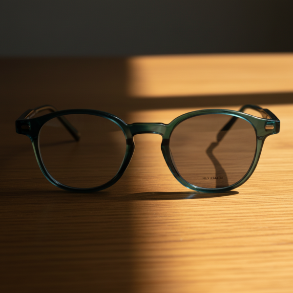 Tina Grey Photochromic Lens Glasses - Green Round TR90 Frame - Lifestyle Tina Grey Photochromic Lens Glasses - Green Round TR90 Frame