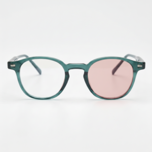 Tina Pink Photochromic Lens Glasses - Green Round TR90 Frame - Front View Tina Pink Photochromic Lens Glasses - Green Round TR90 Frame