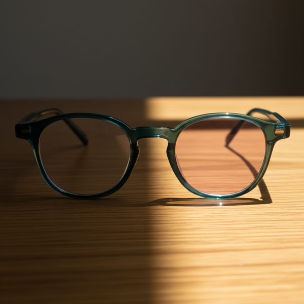 Tina Pink Photochromic Lens Glasses - Green Round TR90 Frame - Lifestyle Tina Pink Photochromic Lens Glasses - Green Round TR90 Frame