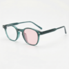 Tina Pink Photochromic Lens Glasses - Green Round TR90 Frame - Side View Tina Pink Photochromic Lens Glasses - Green Round TR90 Frame