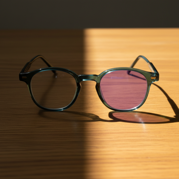 Tina Purple Photochromic Lens Glasses - Green Round TR90 Frame - Lifestyle Tina Purple Photochromic Lens Glasses - Green Round TR90 Frame
