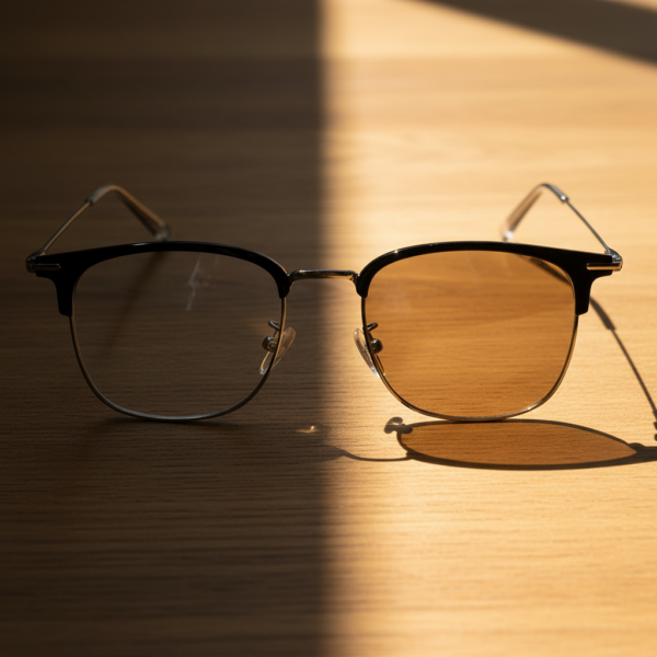 Vicky Brown Photochromic Lens Glasses - Silver Browline TR90 Frame - Lifestyle Vicky Brown Photochromic Lens Glasses - Silver Browline TR90 Frame