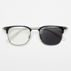 Vicky Grey Photochromic Lens Glasses - Silver Browline TR90 Frame - Front View Vicky Grey Photochromic Lens Glasses - Silver Browline TR90 Frame