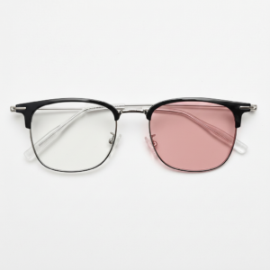Vicky Pink Photochromic Lens Glasses - Silver Browline TR90 Frame - Front View Vicky Pink Photochromic Lens Glasses - Silver Browline TR90 Frame