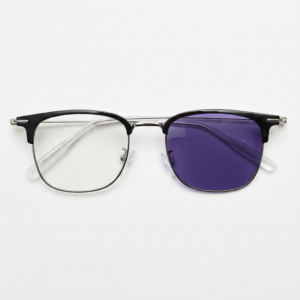 Vicky Purple Photochromic Lens Glasses - Silver Browline TR90 Frame - Front View Vicky Purple Photochromic Lens Glasses - Silver Browline TR90 Frame