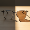 Yetta Brown Photochromic Lens Glasses - Transparent gray Geometric TR90 Frame