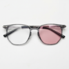 Yetta Pink Photochromic Lens Glasses - Transparent gray Geometric TR90 Frame
