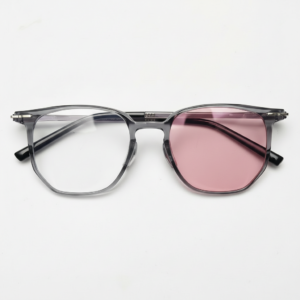 Yetta Pink Photochromic Lens Glasses - Transparent gray Geometric TR90 Frame