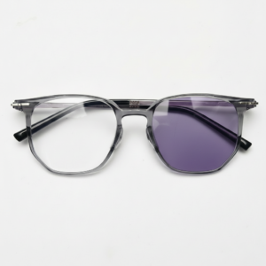 Yetta Purple Photochromic Lens Glasses - Transparent gray Geometric TR90 Frame