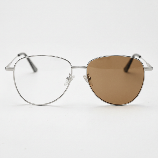 Zoe Brown Photochromic Lens Glasses - Silver Aviator Metal Frame - Front View Zoe Brown Photochromic Lens Glasses - Silver Aviator Metal Frame