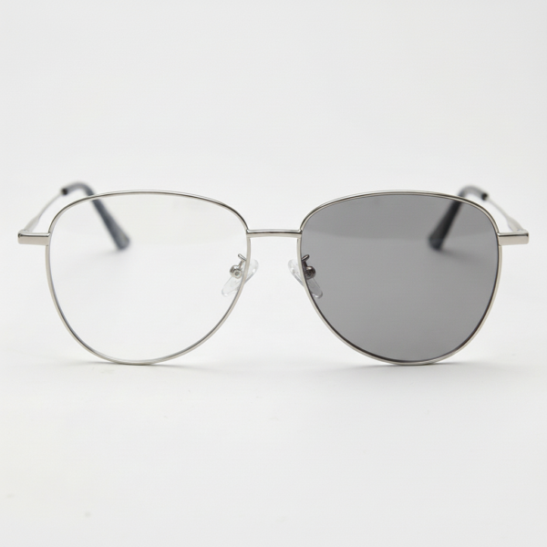 Zoe Grey Photochromic Lens Glasses - Silver Aviator Metal Frame - Front View Zoe Grey Photochromic Lens Glasses - Silver Aviator Metal Frame