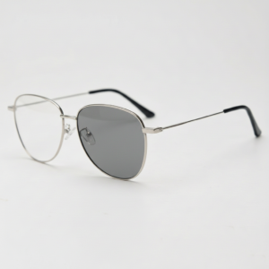 Grey Photochromic Glasses - Silver Aviator Metal Frame - Side View