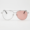 Zoe Pink Photochromic Lens Glasses - Silver Aviator Metal Frame - Front View Zoe Pink Photochromic Lens Glasses - Silver Aviator Metal Frame